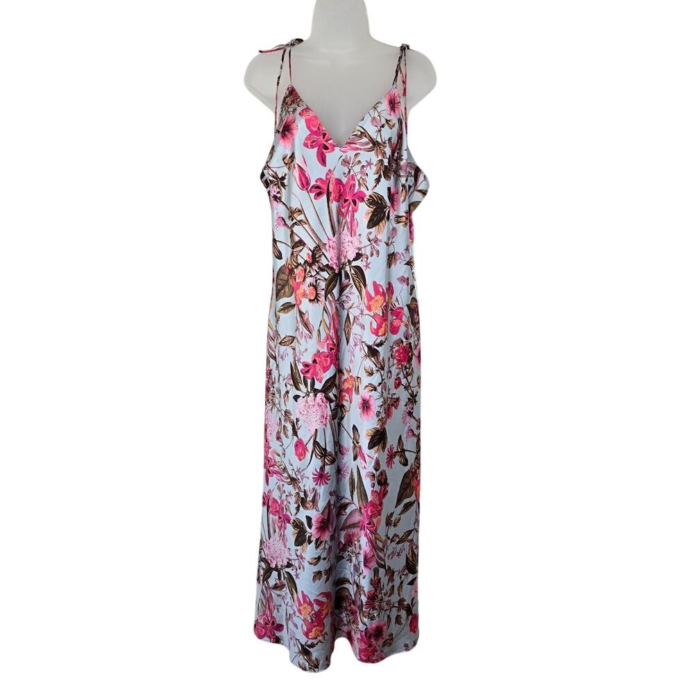 Victorias Secrets Satin Midi Slip Dress Women's XL Paradise Floral Romantic Y2K